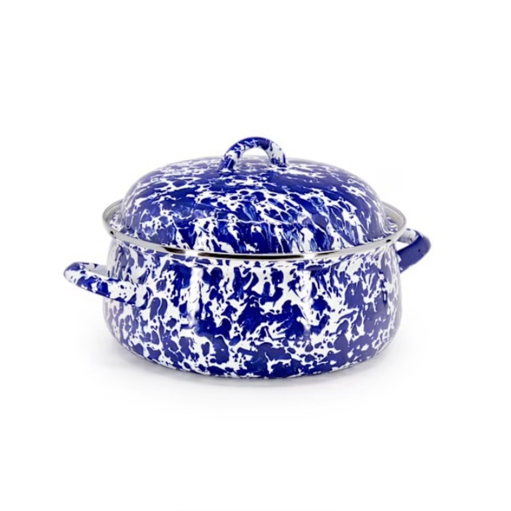 Gorgeous Golden Rabbit 🐇 Enamelware 2.5qt Dutch Oven Cobalt Swirl